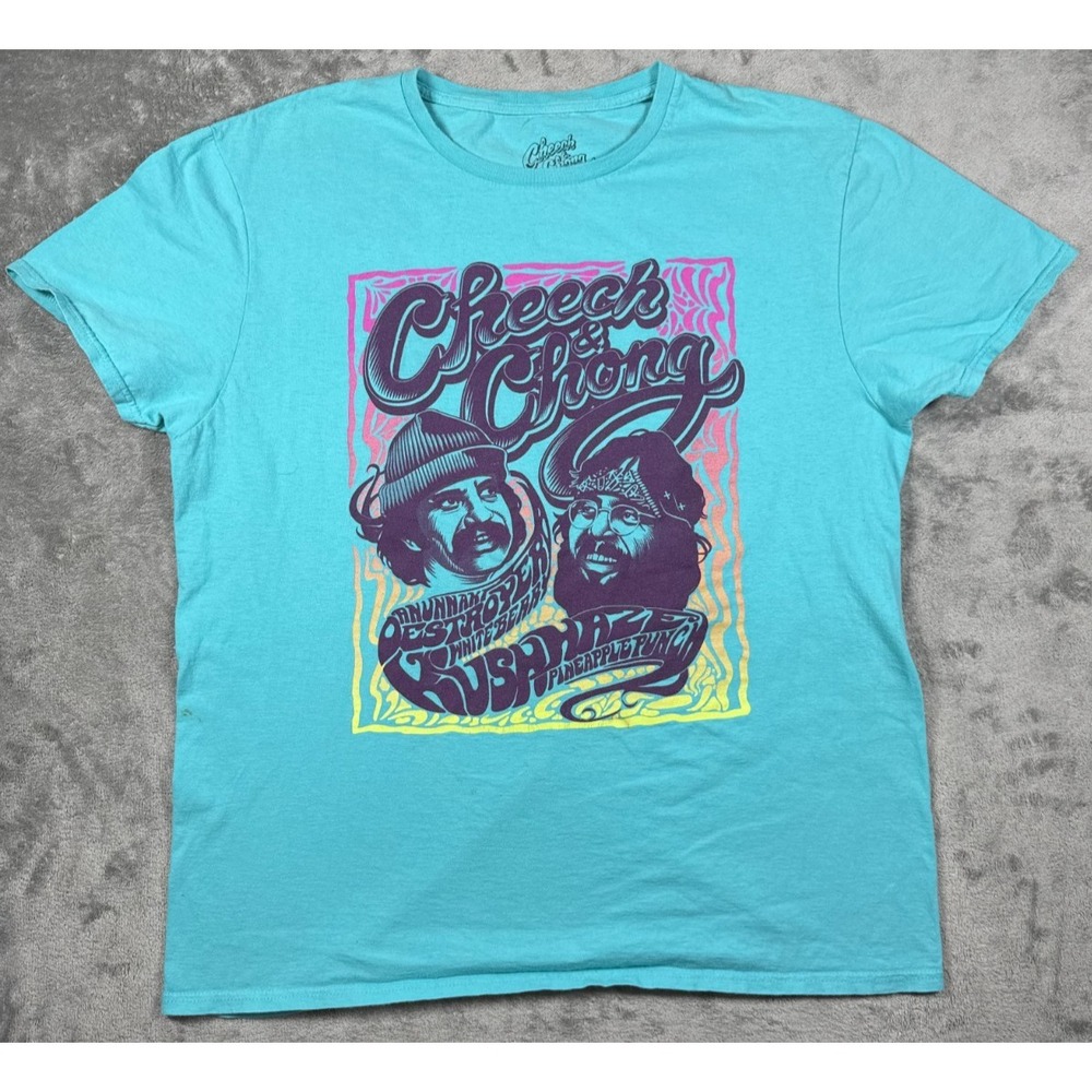 2016 CHEECH CHONG brand t-shirt - PSYCHEDELIC CANNABIS STRAINS Sz LG 100% Cotton